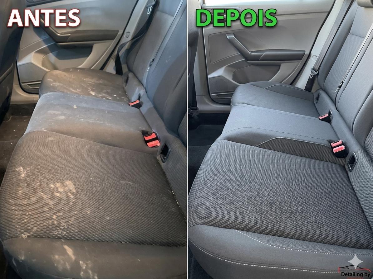 Banco traseiro automotivo antes e depois